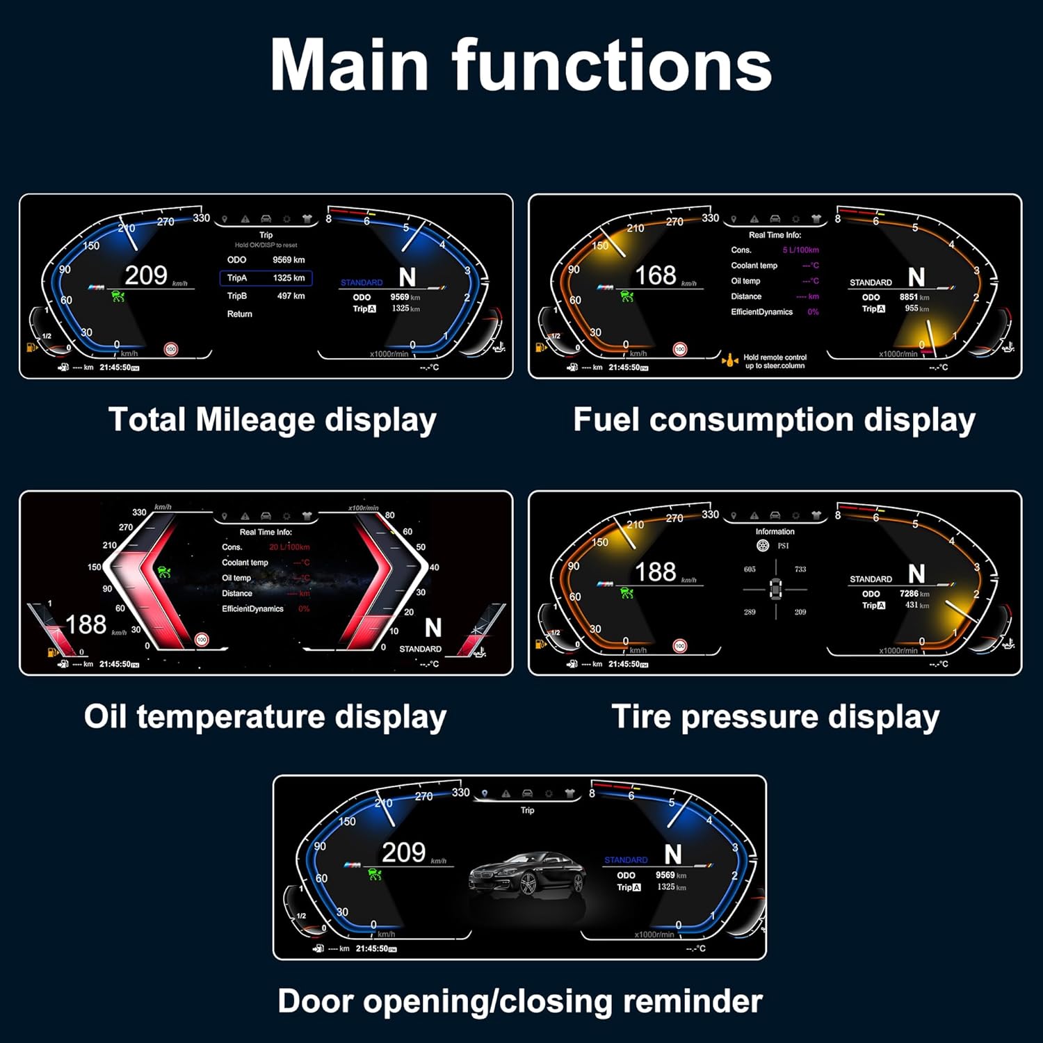 Virtual Cockpit 11″ Digital Speedometer Odometer Instrument Cluster Upgrade for BMW 1 SERIES F20, 2 SERIES F22, X1 F48, X2...