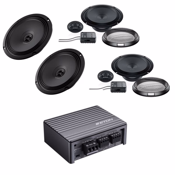 Audison Prima 2-way Coaxial & Component Car Speakers Kit Upgrade with 4 Channel Amplifier Universal Audio Package -...