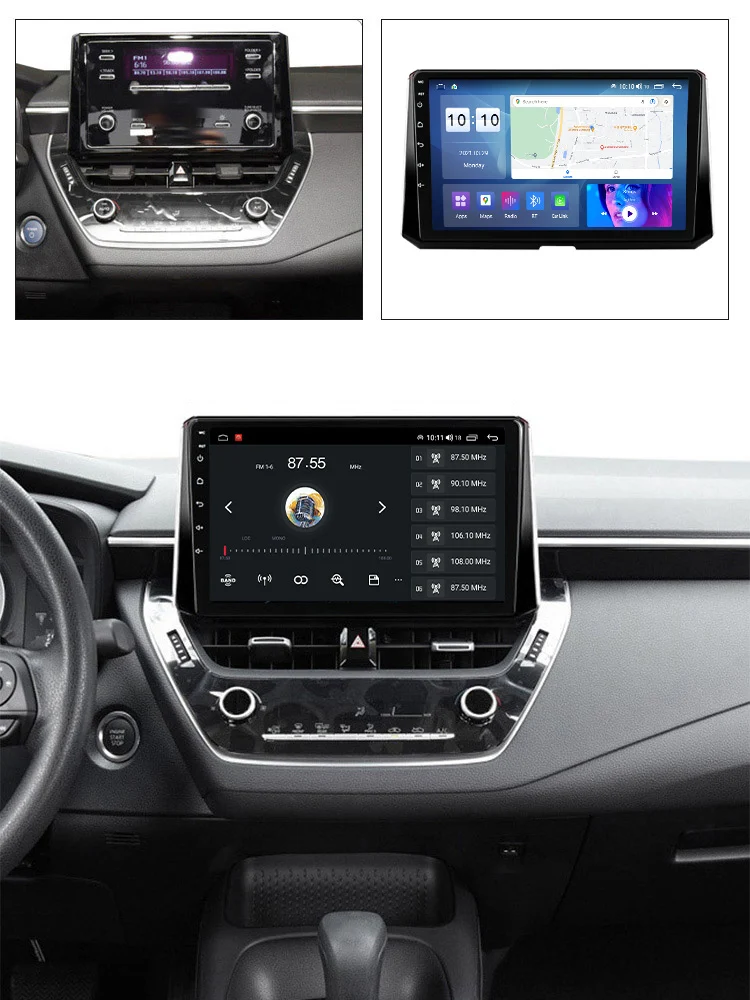 10” Android Multimedia Wireless Apple Carplay Stereo With Bluetooth, Wifi, Usb, Aux Custom Fit For Toyota Corolla...