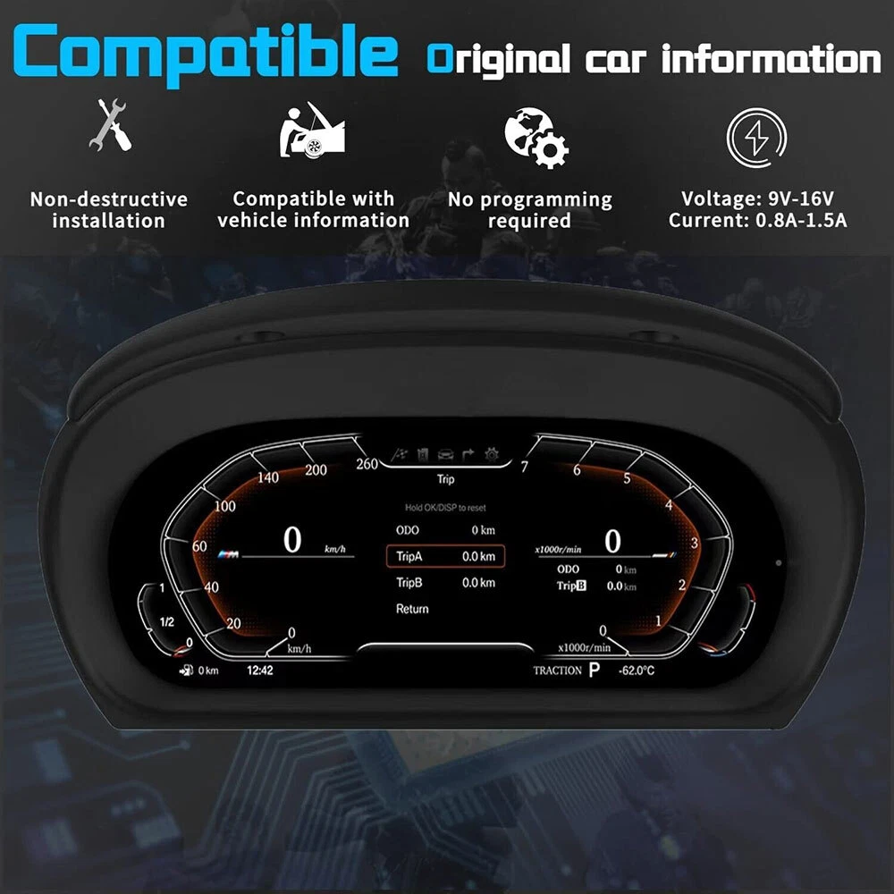 Virtual Cockpit 11″ Digital Speedometer Odometer Instrument Cluster Upgrade for BMW 3 Series E90 E91 E92 2005-2012 -...