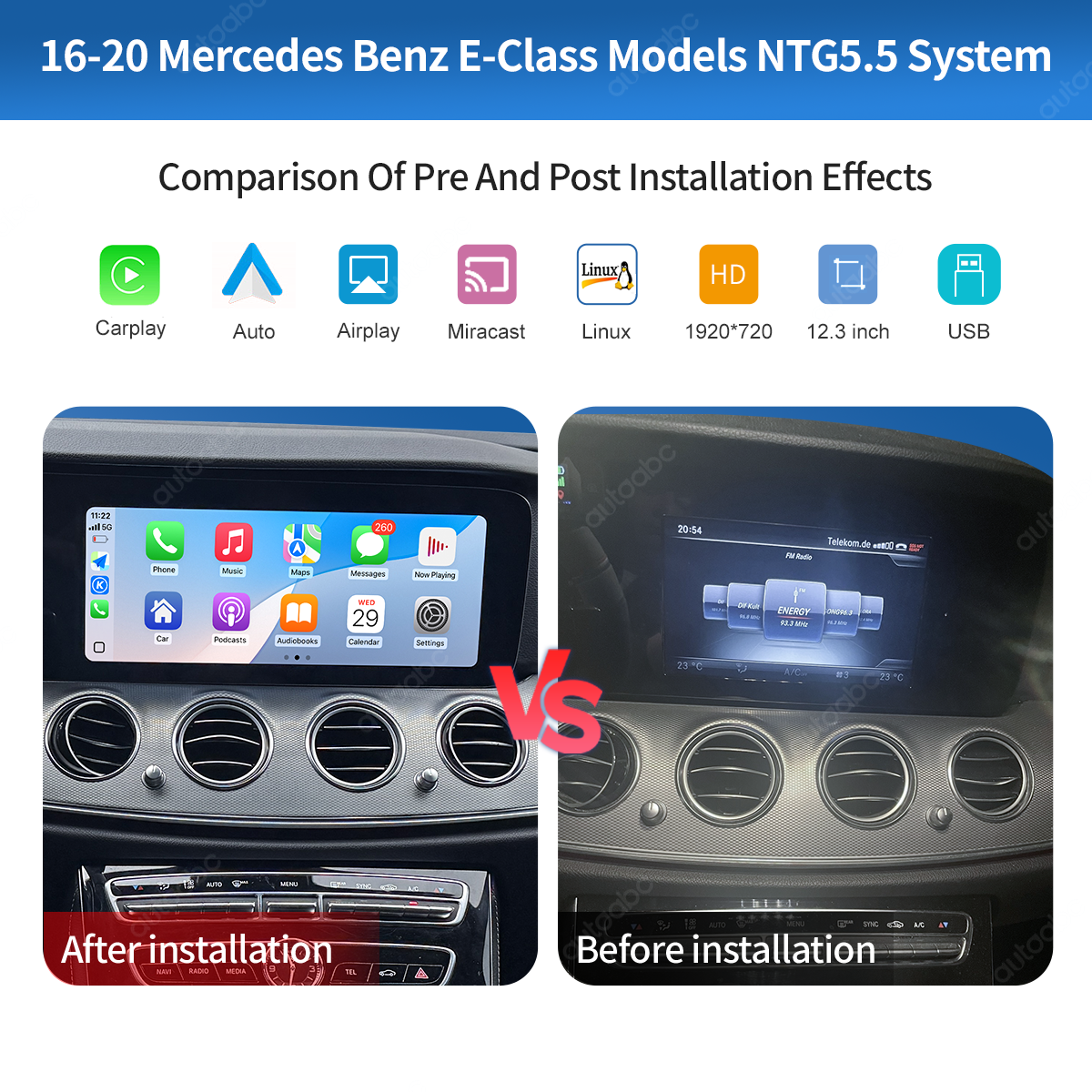 12.3" Screen For Mercedes Benz W213 2016-2019 Linux Stereo Carplay Android Navigation Multimedia Video Player - Image 4
