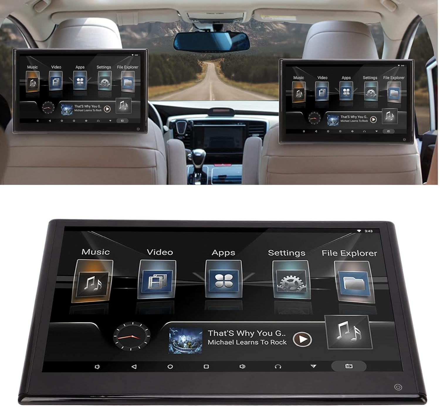 11.6″ FHD Android Headrest Screen Multimedia Player with USB, Wifi, Bluetooth and HDMI Input Output Port - Image 3