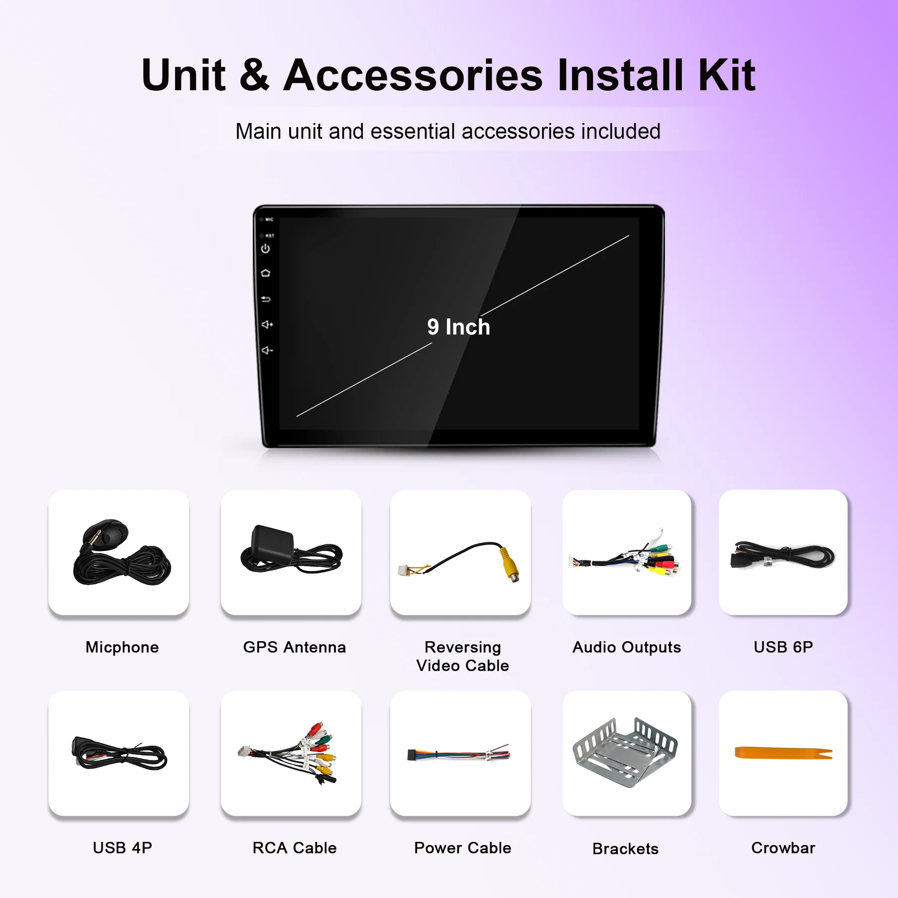 Foto: ICM 9 Inch Screen Universal Double Din Wired Wireless Android Auto Carplay Car Player 4+64GB Touchscreen Stereo...