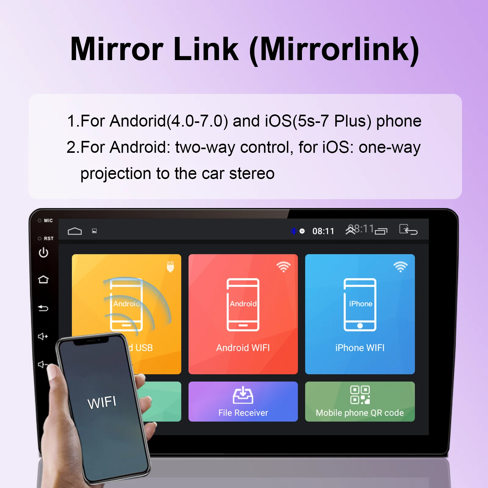 Visual ICM 9 Inch Screen Universal Double Din Wired Wireless Android Auto Carplay Car Player 4+64GB Touchscreen Stereo...