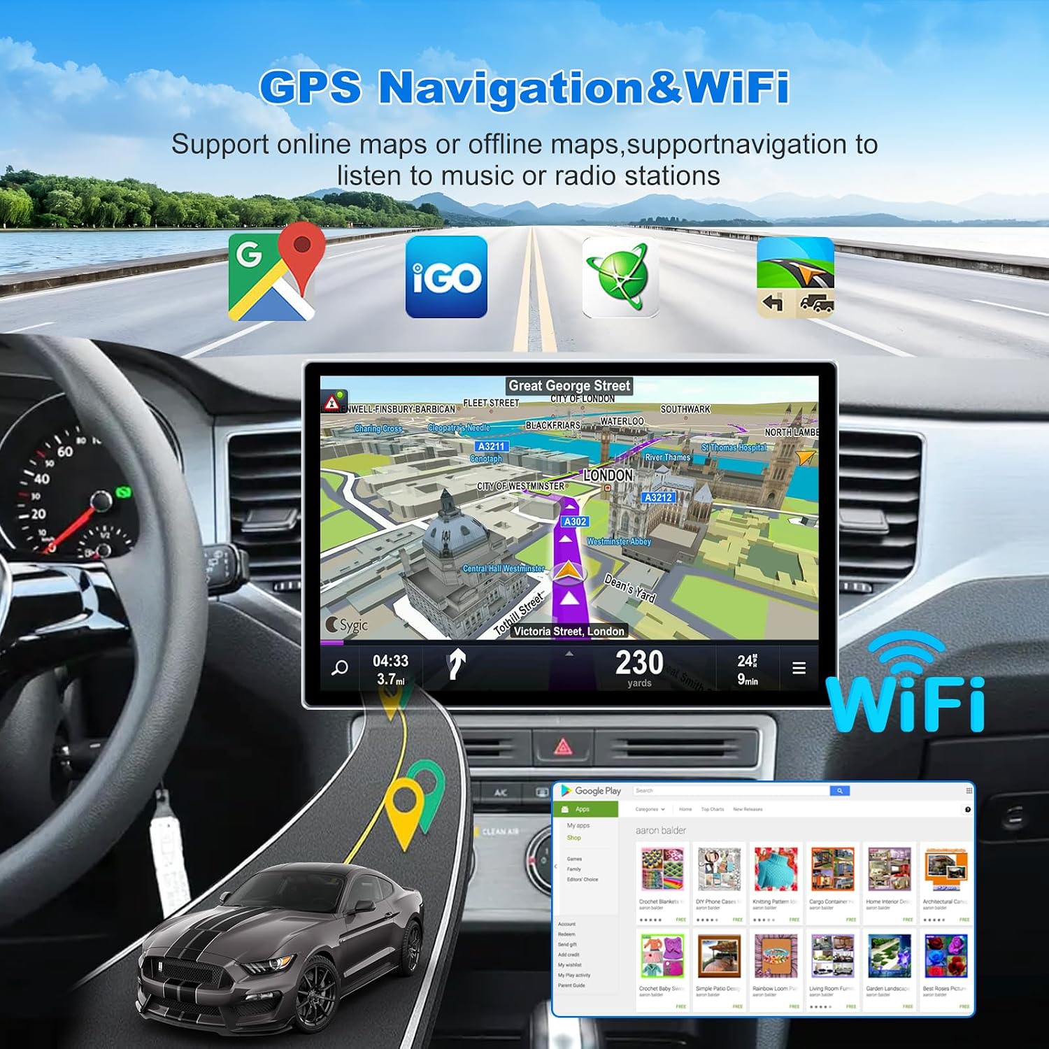 Foto: ICM 10 Inch Screen Universal Double Din Wired Wireless Android Auto Carplay Car Player 4+64GB Touchscreen Stereo...