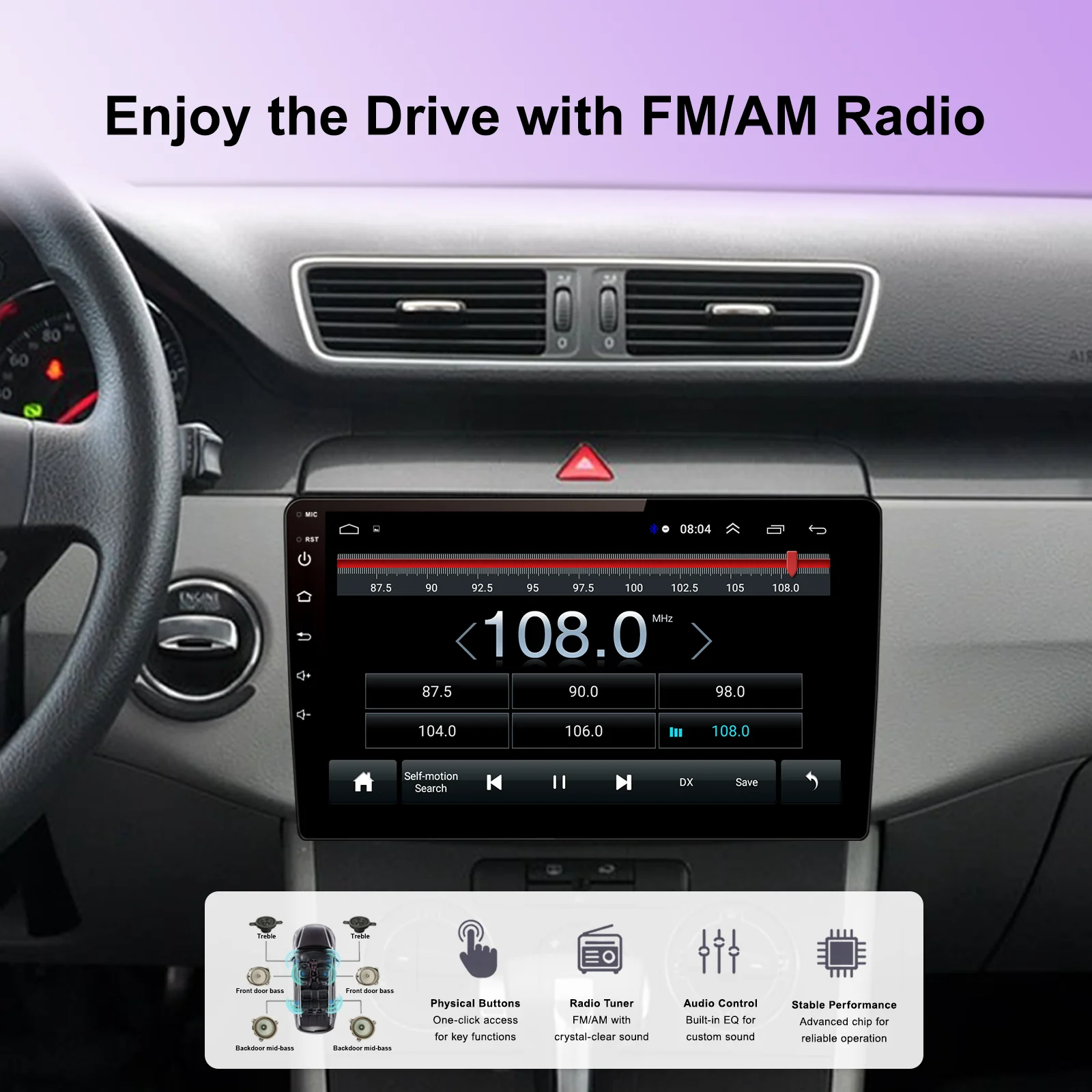 Imagine ICM 9 Inch Screen Universal Double Din Wired Wireless Android Auto Carplay Car Player 4+64GB Touchscreen Stereo...