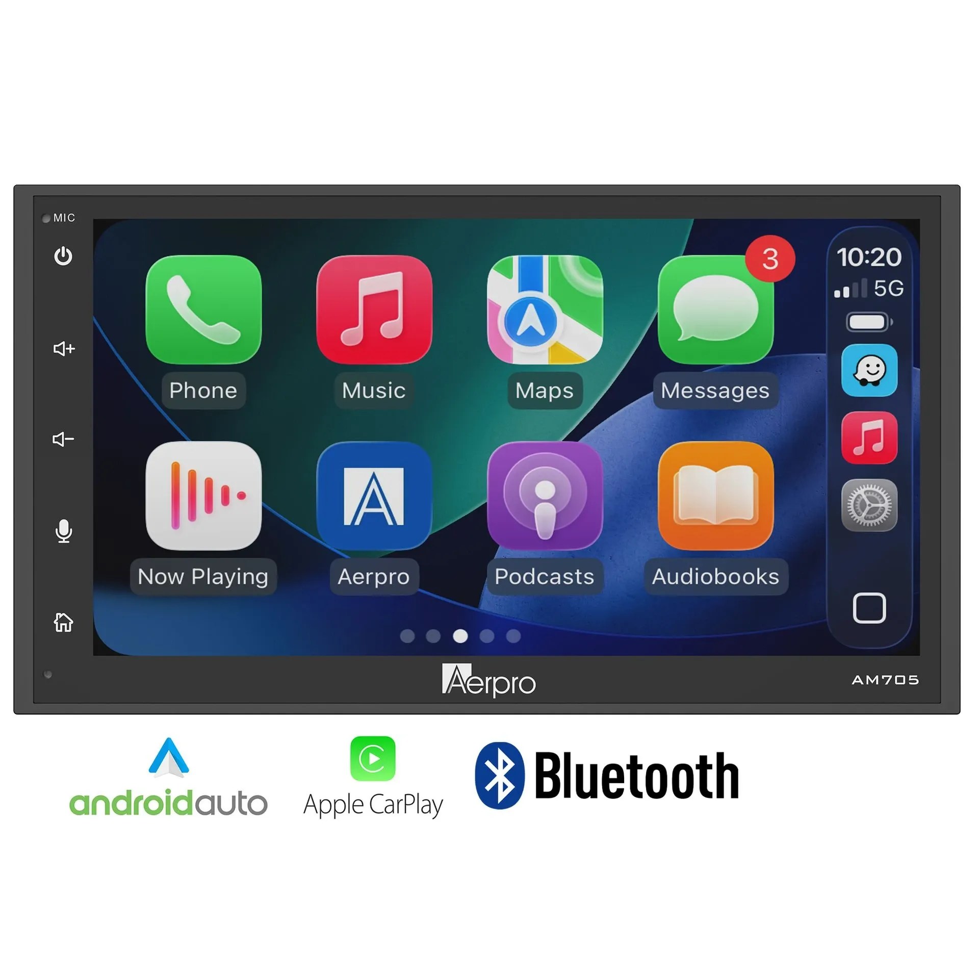 6.8″ Double Din Car Stereo With Wireless Apple CarPlay & Android Auto – Aerpro AM705 — view main · Apple CarPlay Stereos |...