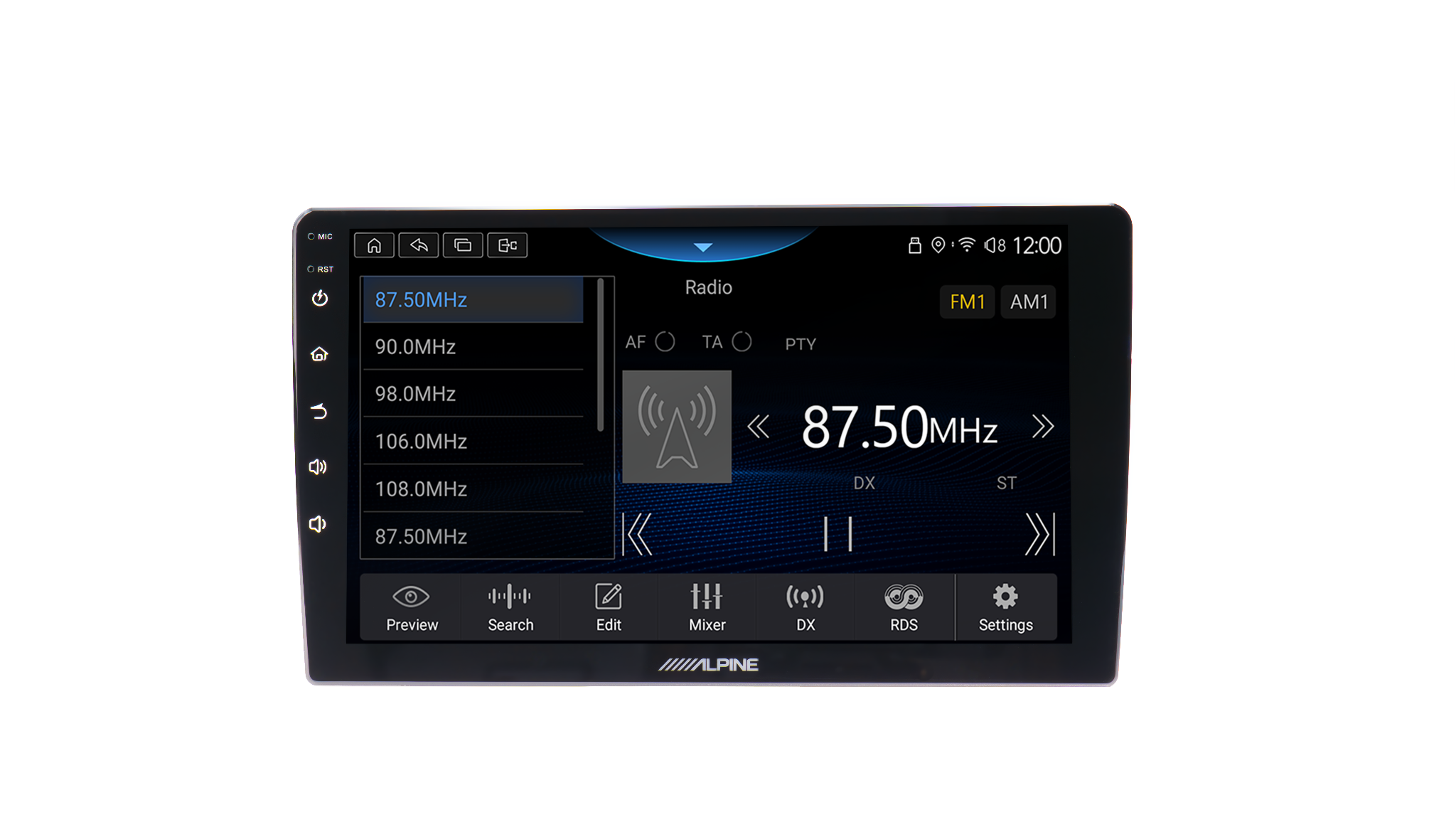 Alpine INE-AW409S RDS tuner and media control