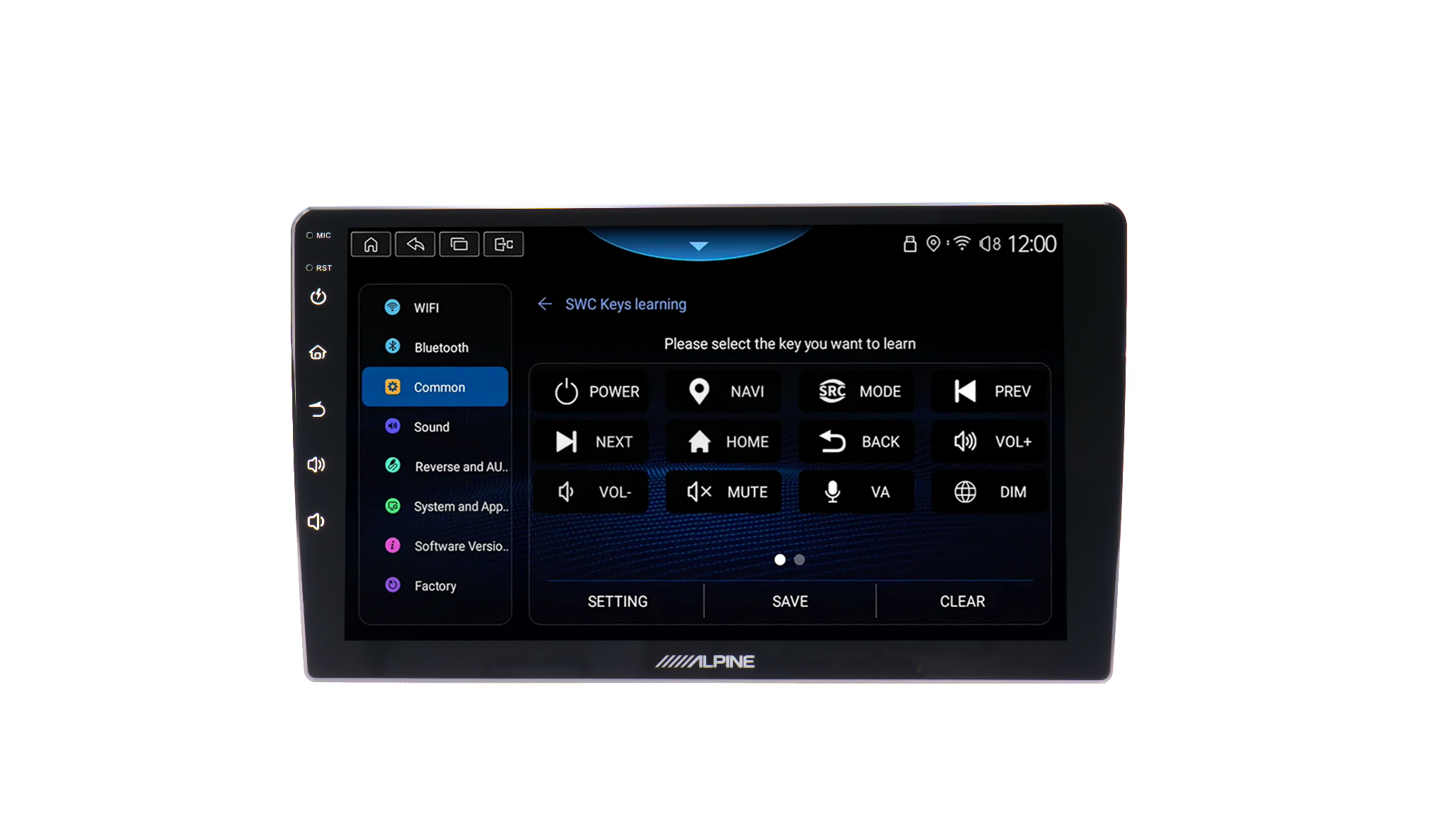 Alpine INE-AW409S steering wheel control learning