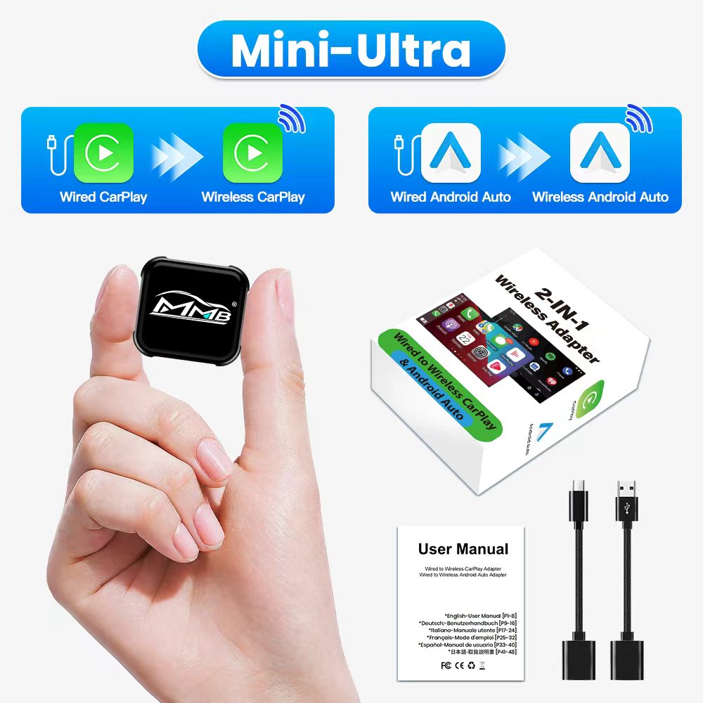ICM Wired to Wireless Apple Carplay/ Android Auto Mini Adapter Ultra | USB 3.0