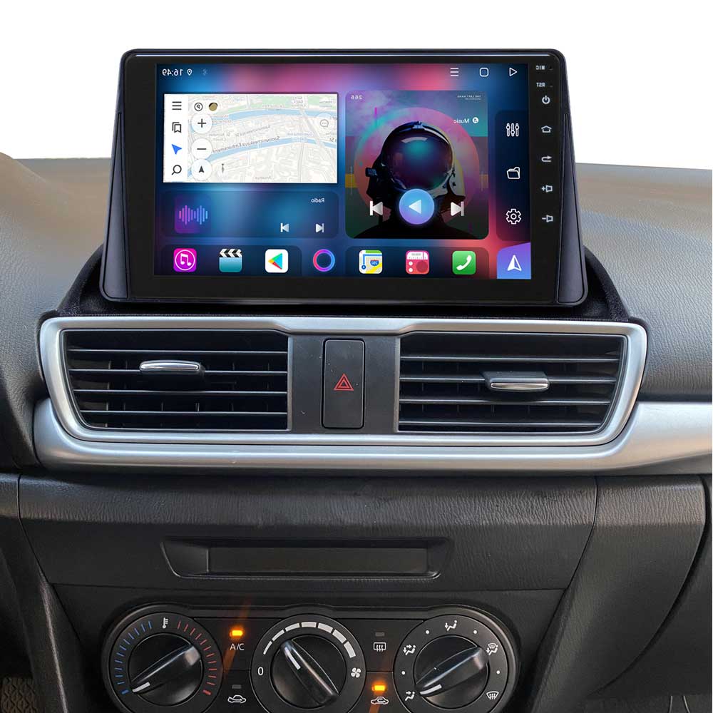 Visual Android Multimedia Car Stereo With 10″ Display Built-In Apple CarPlay & Android Auto Custom Fit For Mazda 3...