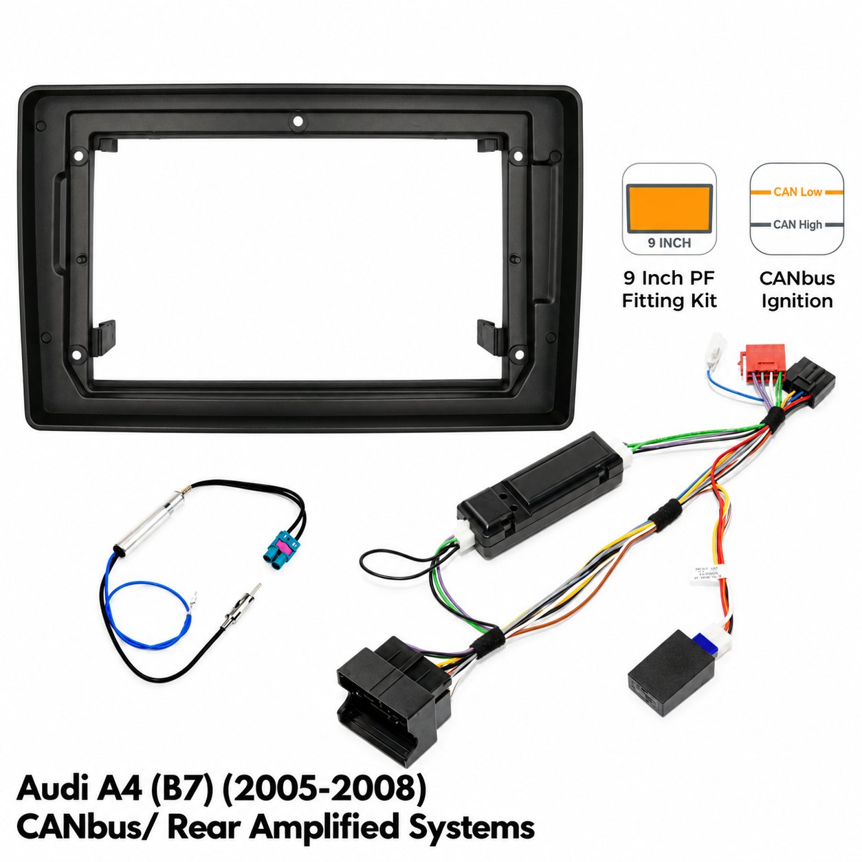 Photo: 9″ Complete Installation Kit For Audi A4 (B7) 2005-2008 Rear Amplified – Without SWC · Fitting Accessories |...
