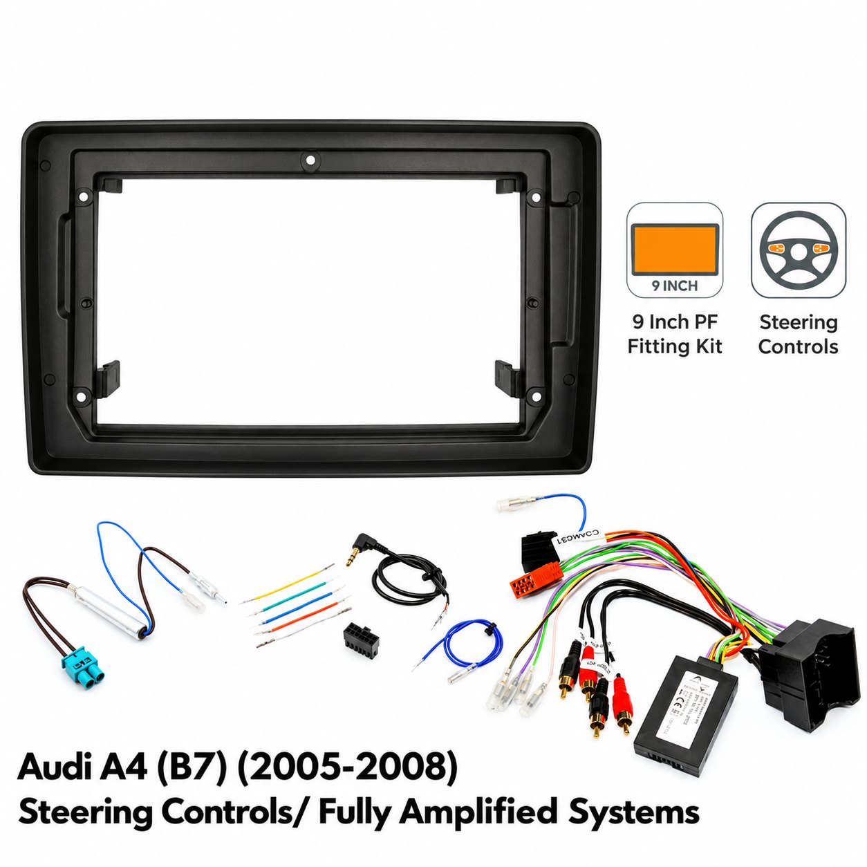 Image 9″ Complete Installation Kit For Audi A4 (B7) 2005-2008 SWC – Fully Amplified (BOSE), Fitting Accessories |...