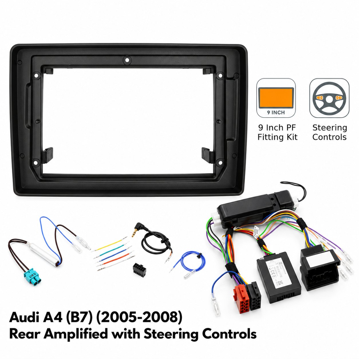 Photo: 9″ Complete Installation Kit For Audi A4 (B7) 2005-2008 SWC – Rear Amplified · Fitting Accessories | incarmusic.co.uk