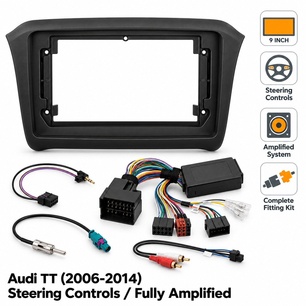 Image 9″ Complete Installation Kit For Audi TT 2006-2014 SWC – Fully Amplified, Fitting Accessories | incarmusic.co.uk