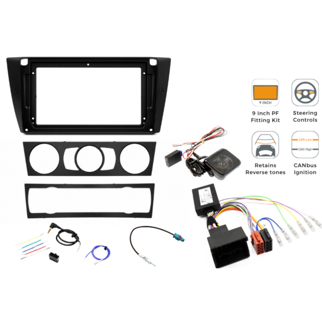 Image 9″ Complete Installation Kit For BMW 3 Series (E90/E91/E92/E93) 2006-2011 SWC/PDC, Fitting Accessories |...
