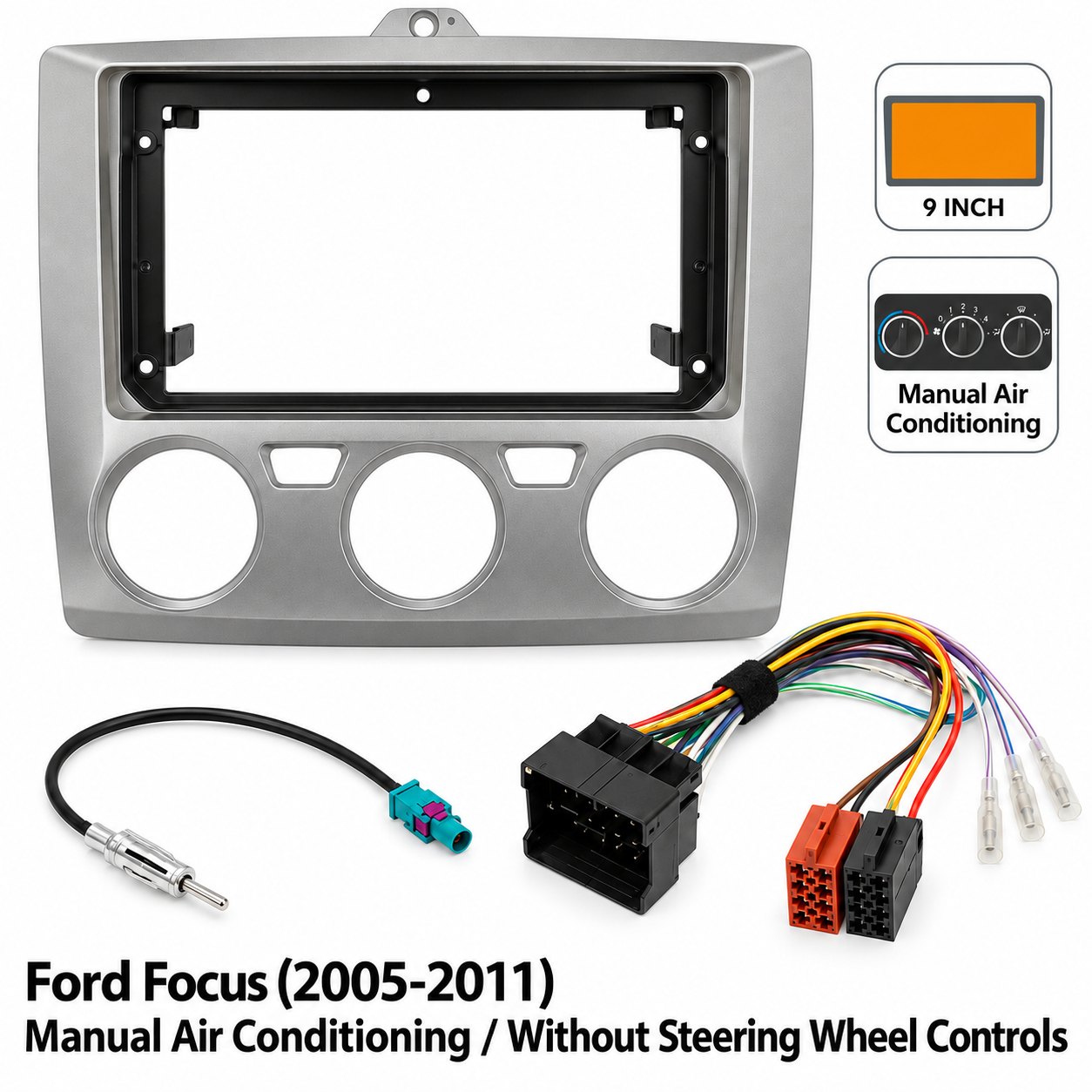 Visual 9″ Complete Installation Kit For Ford Focus 2005-2011 Manual Air Con – Without SWC (Fitting Accessories) |...