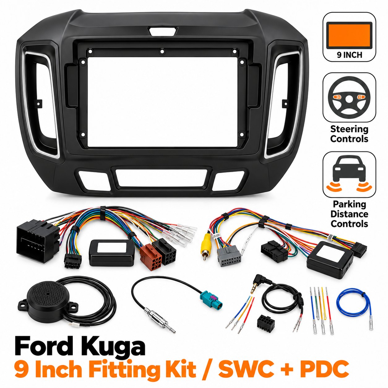 9″ Complete Installation Kit For Ford Kuga 2013-2019 – SWC + PDC — view main · Fitting Accessories | incarmusic.co.uk