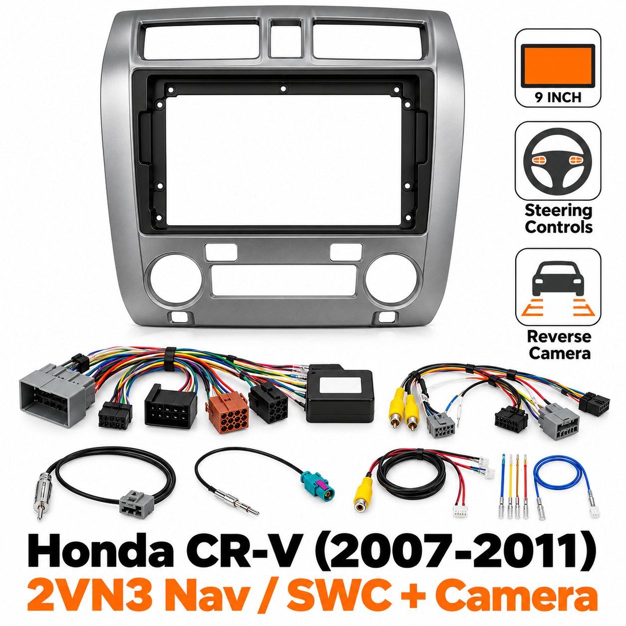 Image 9″ Complete Installation Kit For Honda CR-V 2007-2011 – 2VN3 Nav / SWC + Camera, Fitting Accessories | incarmusic.co.uk