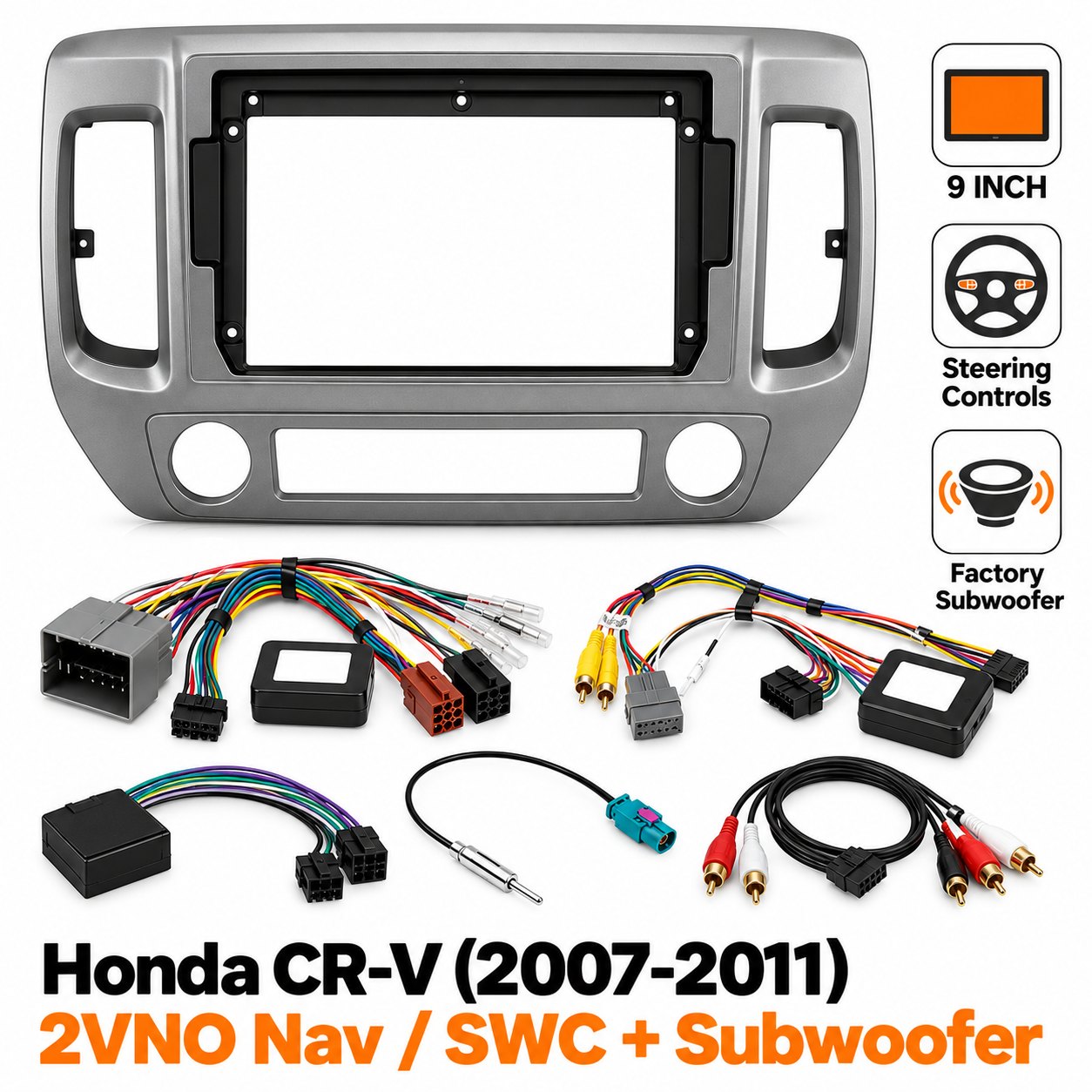 Photo: 9″ Complete Installation Kit For Honda CR-V 2007-2011 – 2VNO Nav / SWC + Subwoofer · Fitting Accessories |...
