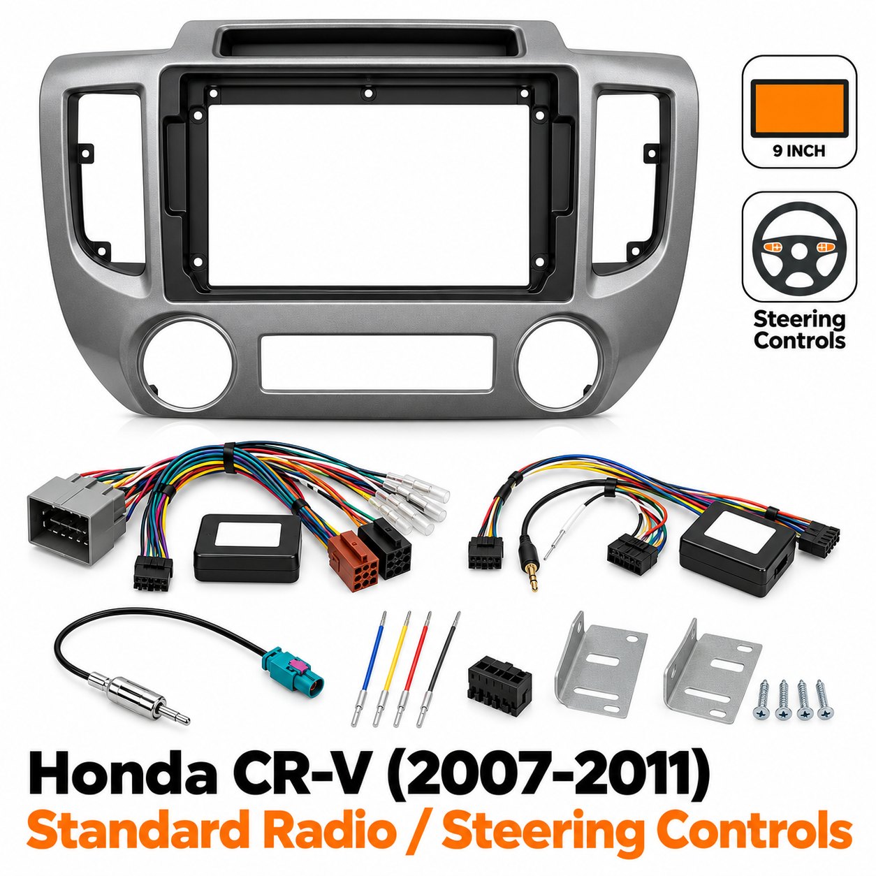 Visual 9″ Complete Installation Kit For Honda CR-V 2007-2011 Standard Radio – With SWC (Fitting Accessories) |...