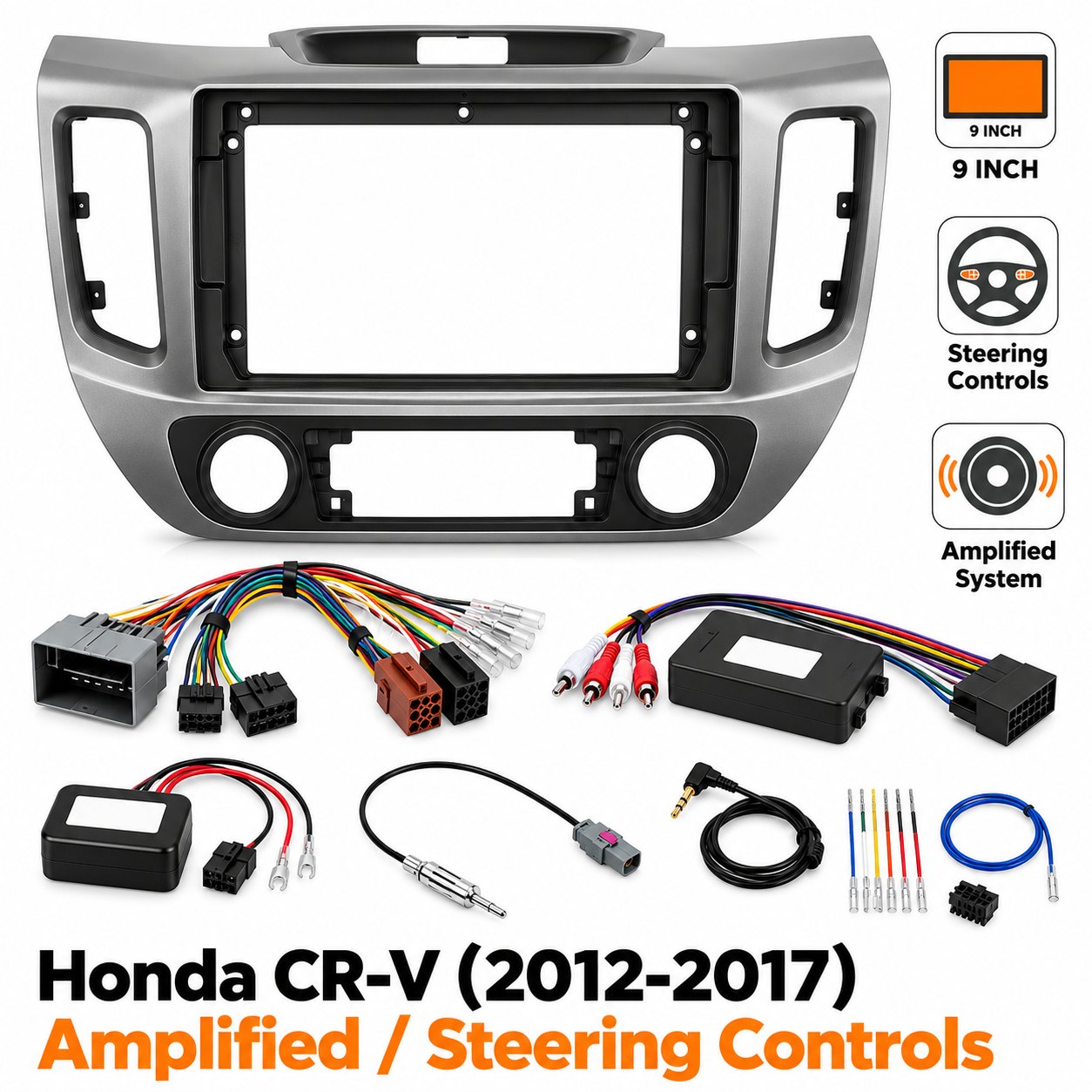 9″ Complete Installation Kit For Honda CR-V 2012-2017 – Amplified System / SWC — Fitting Accessories | photo |...