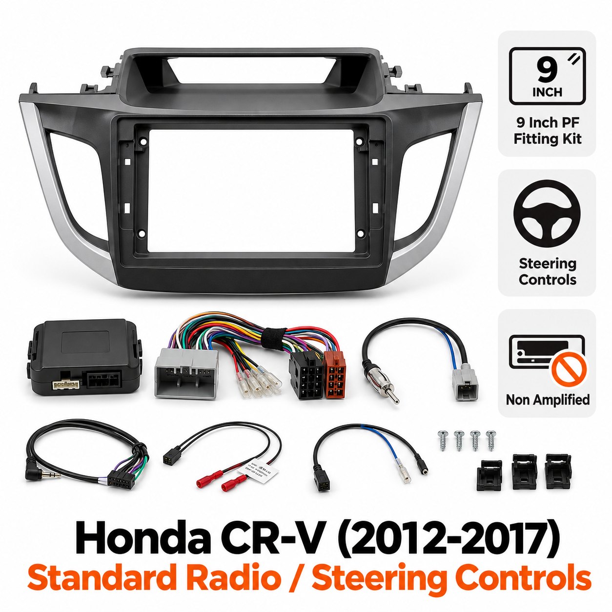 Photo: 9″ Complete Installation Kit For Honda CR-V 2012-2017 Standard Radio – With SWC · Fitting Accessories |...