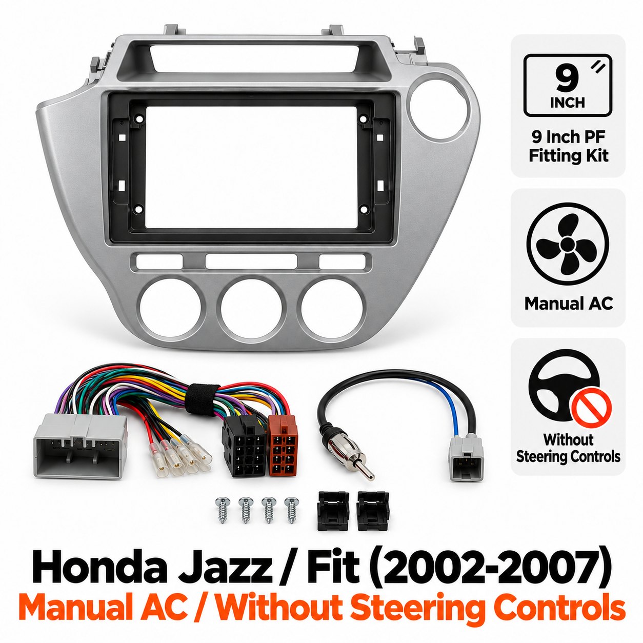 Visual 9″ Complete Installation Kit For Honda Jazz / Fit 2002-2007 Manual AC – Without SWC (Fitting Accessories) |...