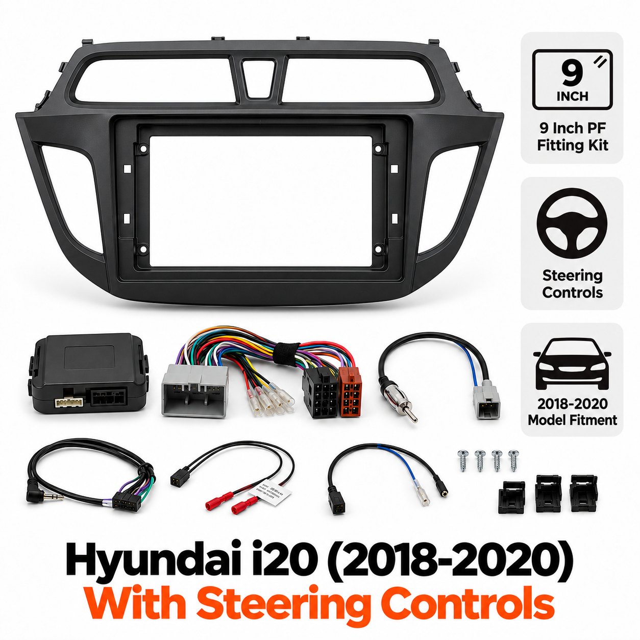9″ Complete Installation Kit For Hyundai i20 2018-2020 – With SWC — view main · Hyundai | incarmusic.co.uk