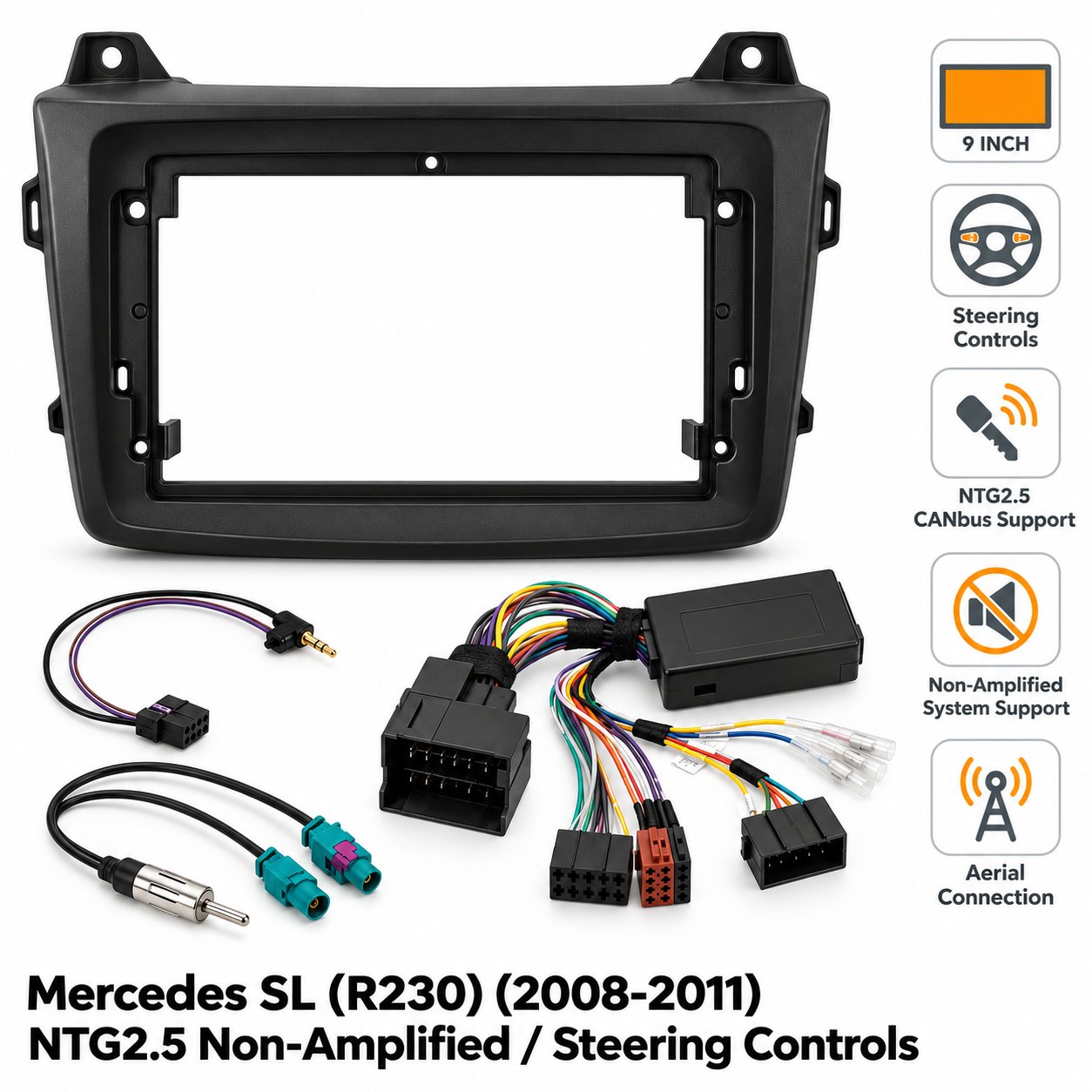 9″ Complete Installation Kit For Mercedes SL (R230) 2008-2011 – NTG2.5 Non-Amplified — Fitting Accessories | photo |...
